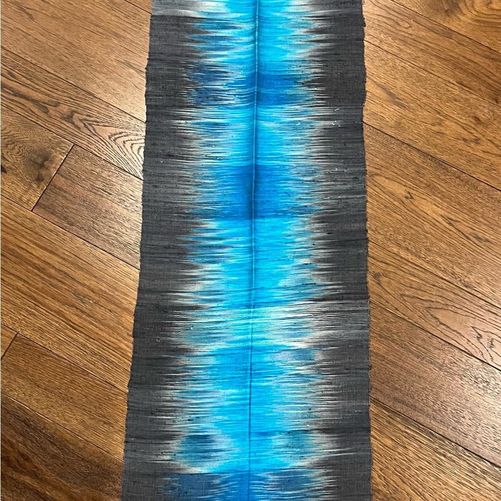 Blue and Gray Patterned Scarf